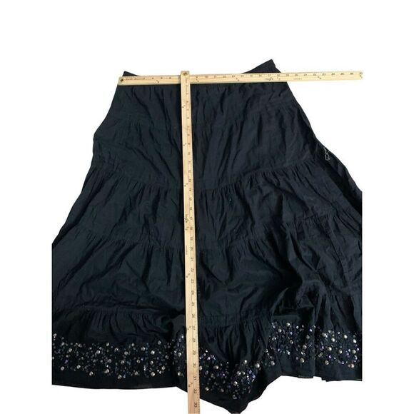 Chicos gypsy shimmering black maxi skirt Women's 100% cotton Elastic Waist Flowi - Picture 5 of 6